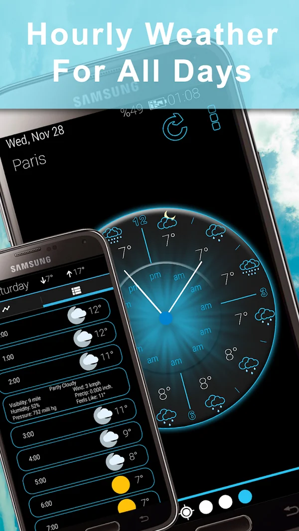 Weather Rise Clock — Hourly weather and the clock